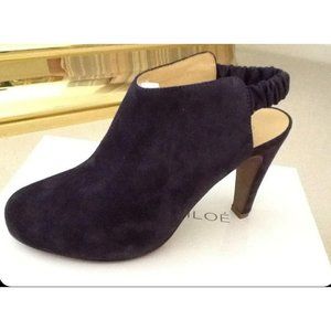 See by Chloe Suede Booties Dark Purple Black Classic